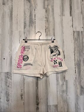 Marvel Spider-Man Cream Fleece Drawstring Graphic Sweat Shorts M